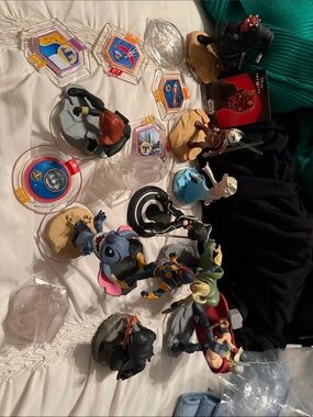 Disney Collectible Figure Lot - Blue, Black, Red, Green, Tan
